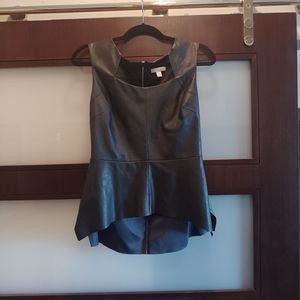 Vegan Leather Peplum Top